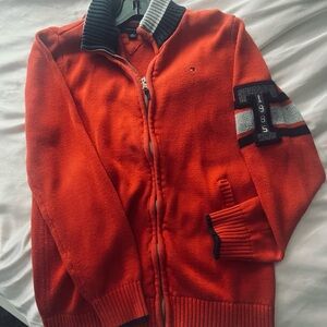 Vintage Tommy Hilfiger Unisex Red Zip-Up Sweater